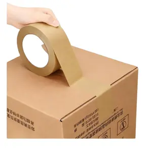 Kraft Paper Tape High Adhesive, Box Sealing Packing Tape, No Laminated, Water-Free Hand Tear, Writeable, Joining, Framing Tape