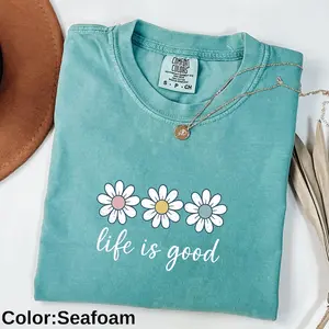 Comfort Colors Life Is Good T-shirt, Daisy Shirt Women, Hippie Shirt, Wildflower Shirt For Women, Daisy Gifts, Daisy Gifts For Women, Gift For Mom