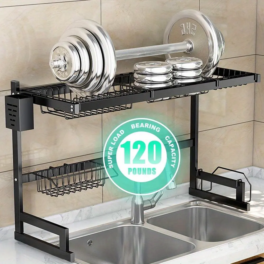 Heavy Duty Over Sink Dish Drying Rack, Wall Mounted Kitchen Organizer with 120 LBS Load Capacity for Plates, Pots and Utensils stainless