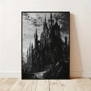 Dark Gothic Castle  Art, Frameless Vintage Dark Academia  Decor   Art Poster Newspaper brand wall Abstract Black Gold Ink Splash Mural Time Is Money Canvas Painting room Custom Blonde Ace of Hearts Playing Cards Set Colored Sand Epoxy Floor Paint