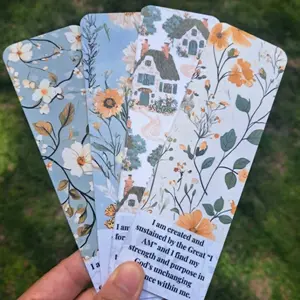 Christian Bookmark with Bible Verse , Rustic Theme Back to Back Matte Laminated Set of 4