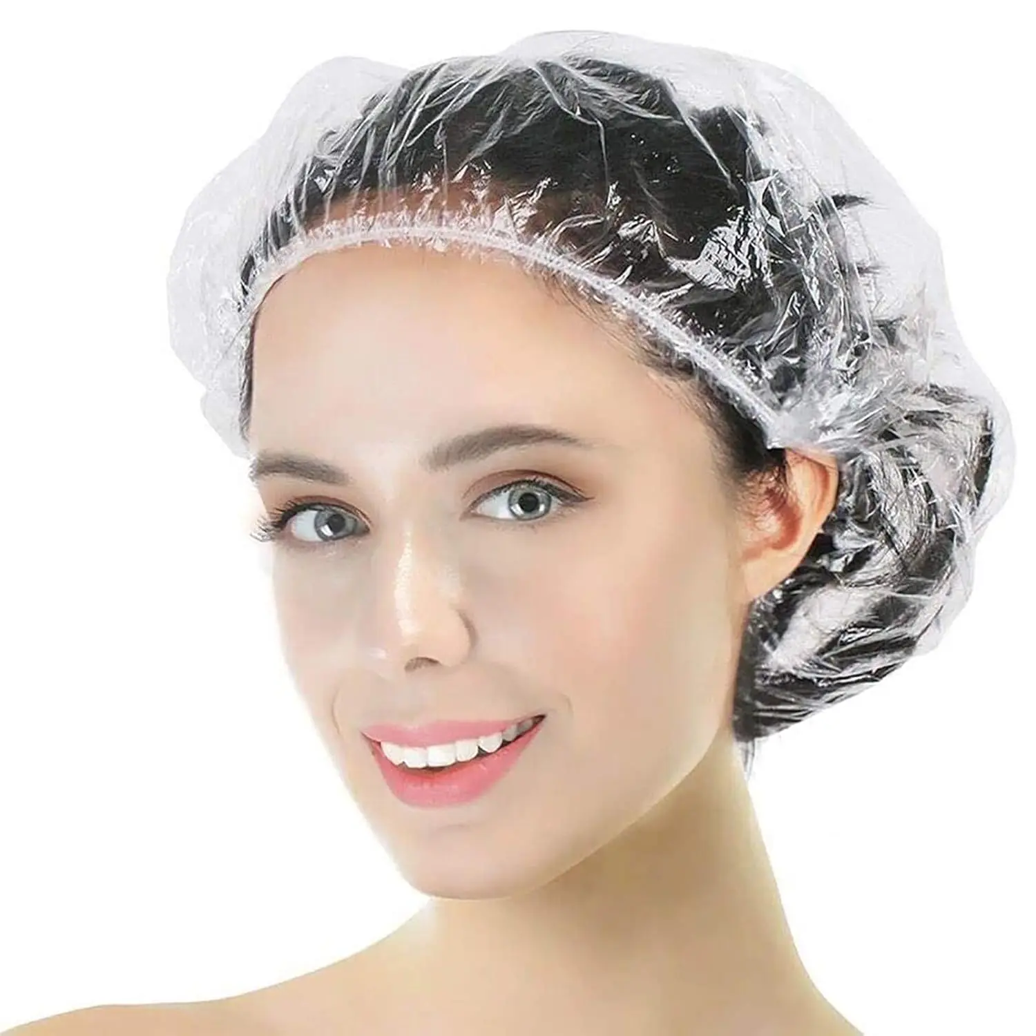 30PCS Disposable Shower Caps, Clear Shower Caps for Travel, large Plastic Hair Caps for Women