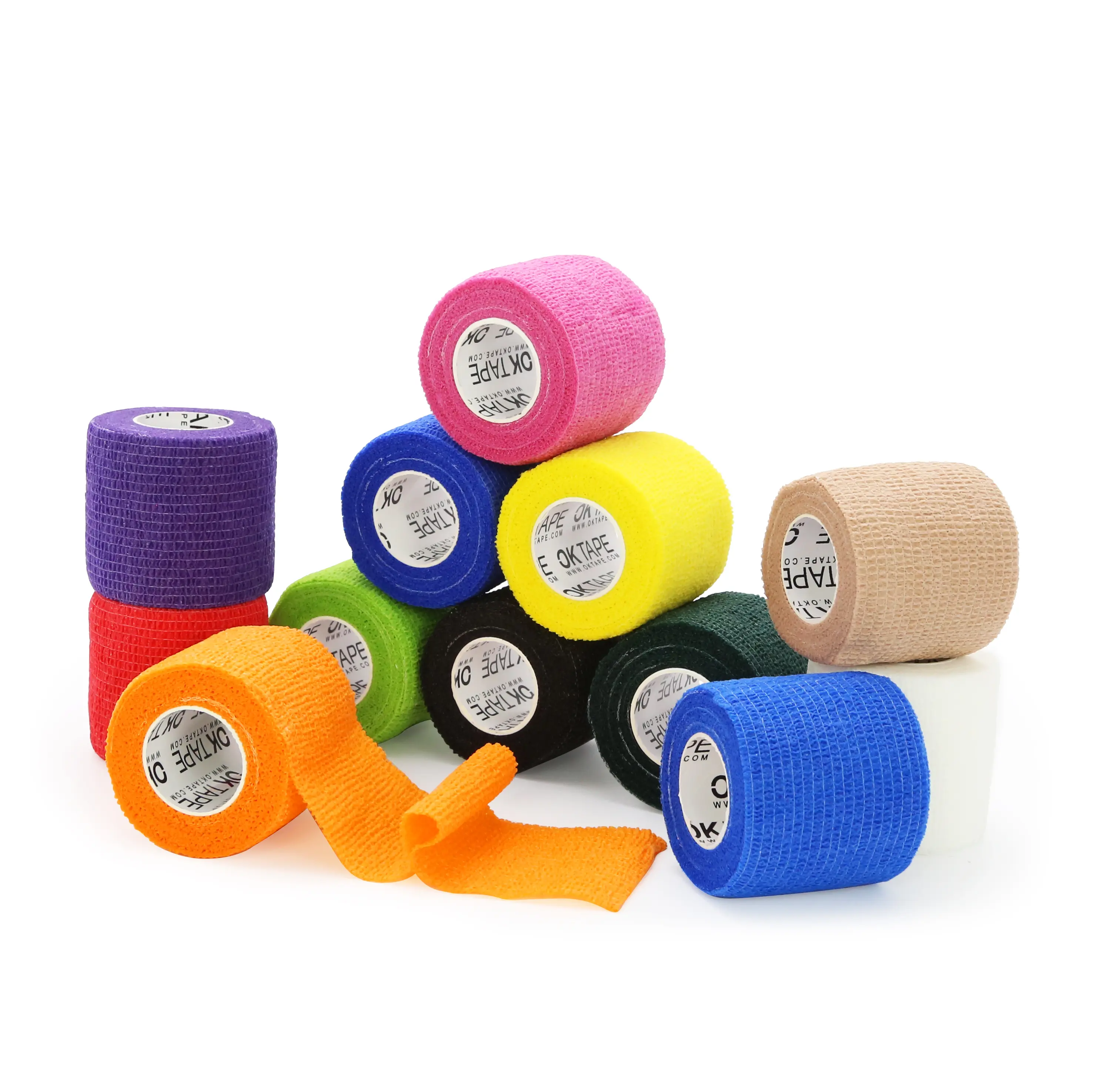 OK TAPE Self Adherent Bandages Wrap 12Packs, 2" x 5 Yards, Non-Woven Self Adhesive for Thumb Finger Wrist Ankle, Vet Wrap Bandages Tape Mixed&Solid Colors Tennis Grip