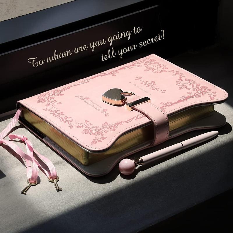 1PC Diary with Lock and Keys for Gift ldeas, 360Gold Edged Pages Jourmal for Women, B6 RefillableNotebook for Writing with Pen and Bookmark, Portable Notebook