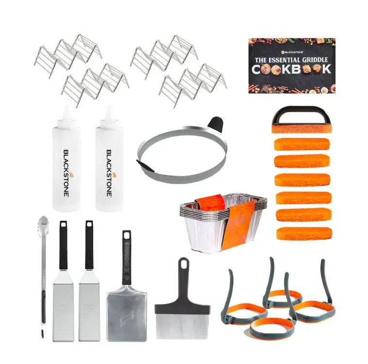 Blackstone 30 Piece Griddle Tool Accessory Kit with Essential Griddle Cookbook Includes Spatulas, Clips, and More