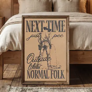 Funny Vintage Western Cowboy Poster Canvas Print, Humor Wall Decor For  Bathroom Home Office Bedroom Restroom, Man Cave Decor, Perfect Gift For Father's Day Or Cowboy Lovers
