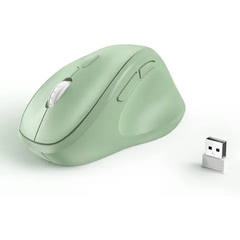 2024 New Ergonomic Vertical USB Wireless Plastic Mouse - Smaller Updated Design, Silent Clicks, Up to 1600 DPI, Long AA Battery Life, Auto-Sleep Power Saving, 32ft Wide Working Range, USB Receiver for Laptops, Personal Computers, Office Gadgets (Green)