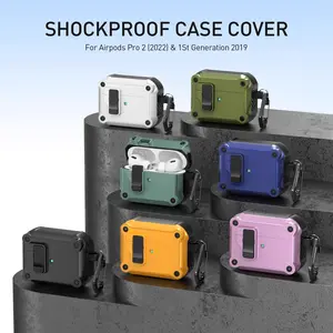 Military Grade AirPods Case, Shockproof Hard Shell Protective Cover with Secure Lock, Auto Pop-Up Lid & Full Body Protection