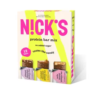 NICK's Variety Protein Bars - 12-Count Box | Salty Peanut, Caramel & Almond Chocolate | High Protein Low Calories Low Carbs Keto Friendly | No Added Sugar | Crunchy Peanuts Caramel Almonds & Protein Layer in Rich Melt-in-Your-Mouth Chocolate Bar