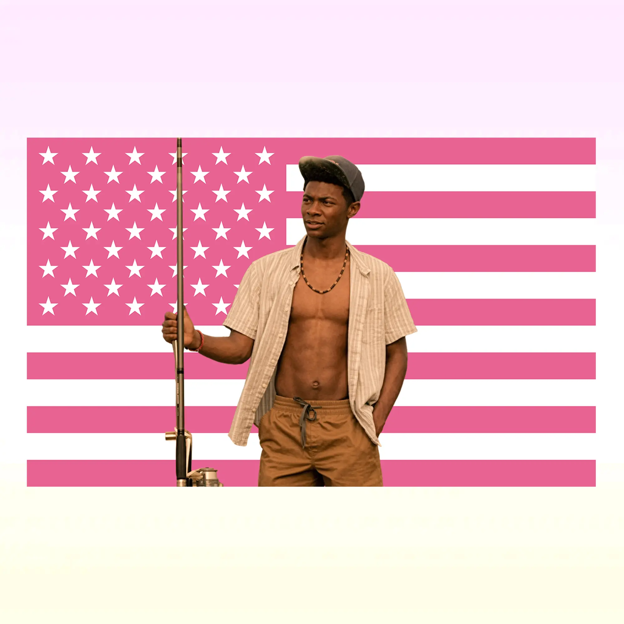 OBX Pope Heyward Pink USA Flag Tapestry Wall Banner Outer Banks Pogue Life Aesthetic Room Decor College Dorm
