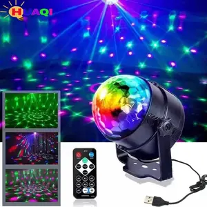 LED Stage Light RGB Disco Ball Lamp Rotating Dj Flashlight Remote Control Magic Car Party Atmosphere Light for Home Ktv Bar Christmas Halloween Birthday