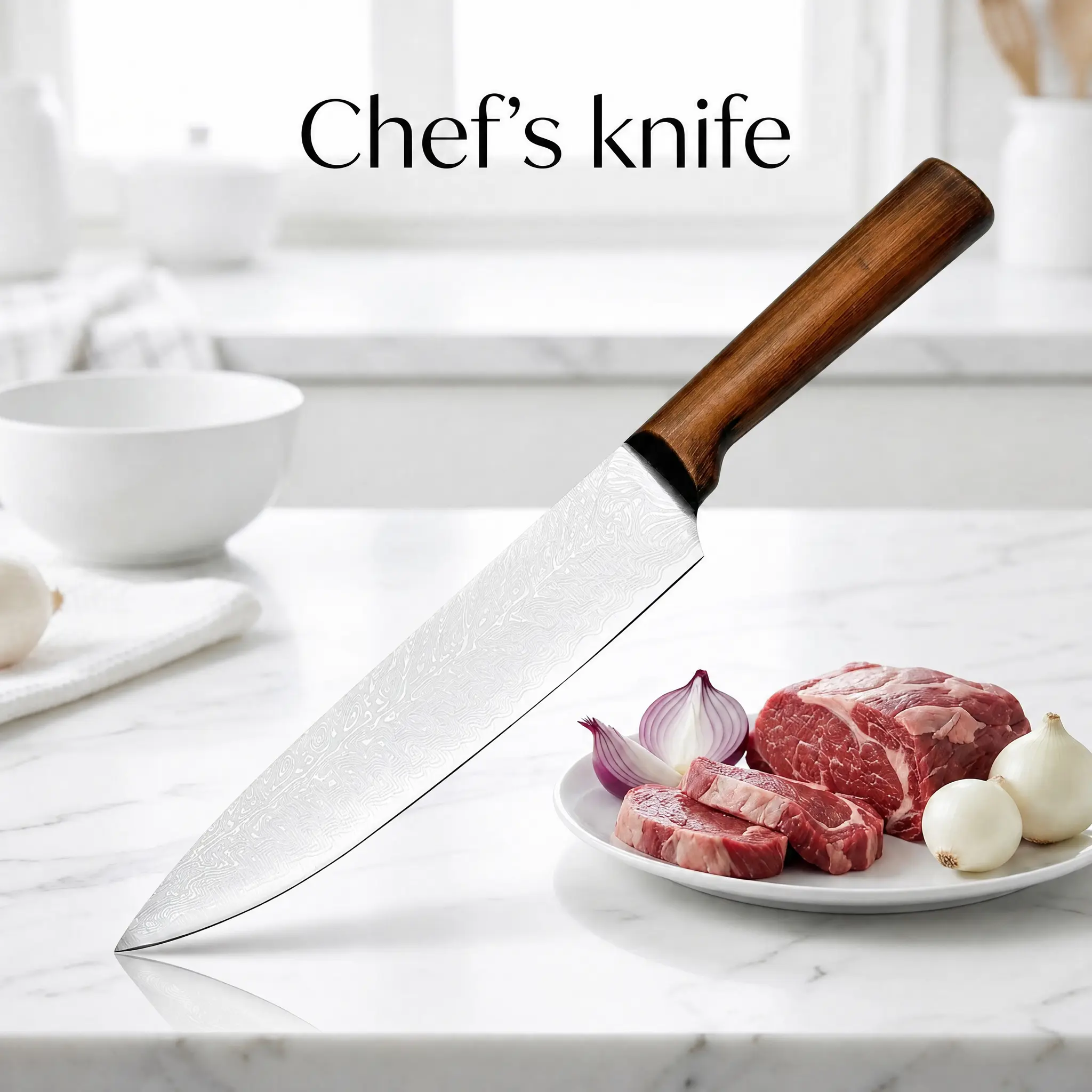 9cr18 Stainless Steel High-End Chef Knife - Textured Blade, Comfortable Handle, Kitchenware for Daily Cutting & Cooking (Stainless Steel Knives Category), Chef Knives