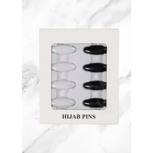 Hijab Pins - Black & White, Simple Design, Ideal for Hijab Styling, Versatile Accessory for Women