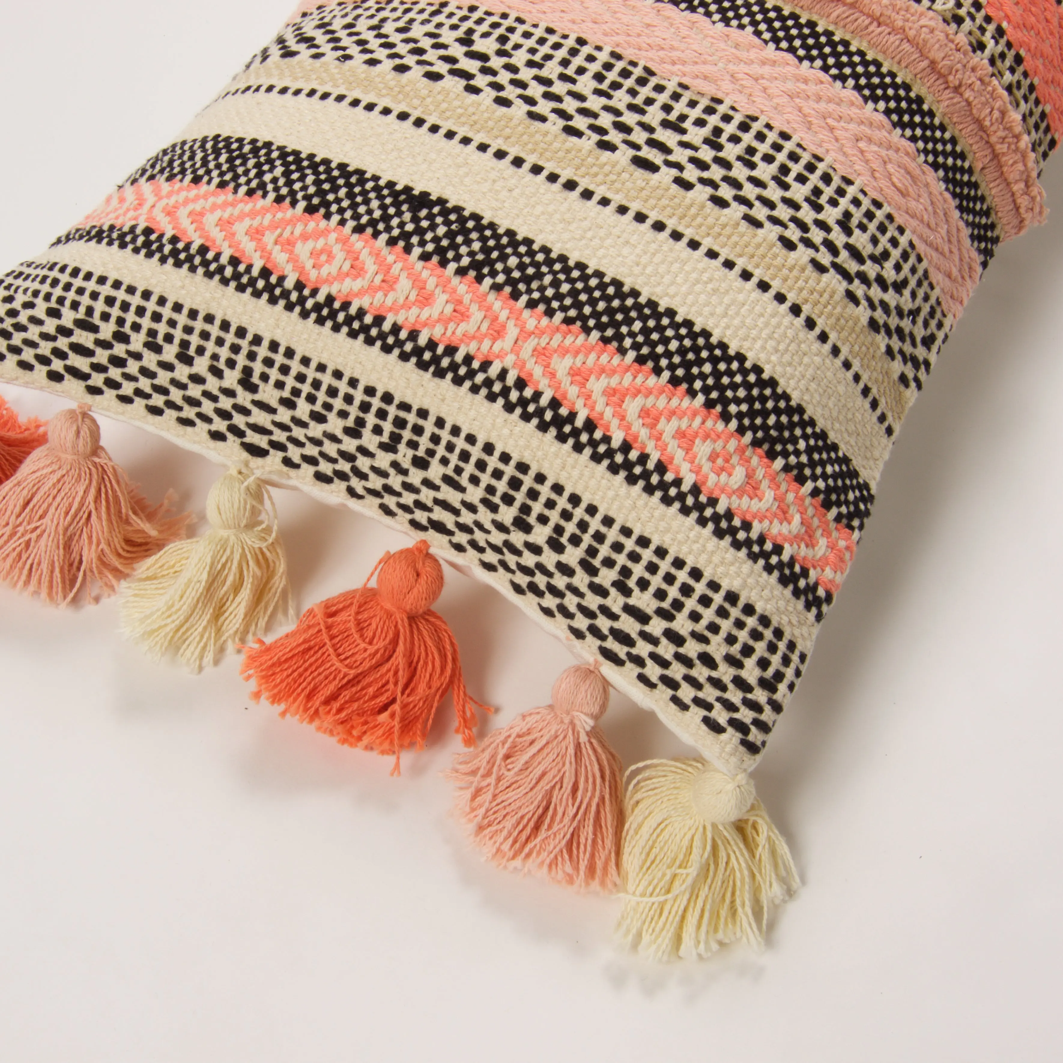 Handwoven Striped Accent Pillow Long Lumbar