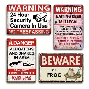 Mancave 4pcs Set of Vintage Metal Tin Signs - 12x8in Retro Wall Art Decor Poster Plaque Signage for Gifts and Toilets Cubicle Decor - Living Room farmhouse  home  decor beer lover creative small gift warning  sign Iron 30X20Cm(8X12 Inch)