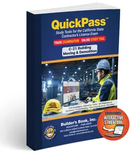 Building Moving and Demolition License Examination (C-21) - QuickPass Study Tool Book with Online Interactive Software
