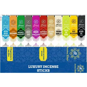 Hand-Dipped Incense Sticks - 132-Pack Variety Set, 11 Different Scents, 11" Long, USA-Made Aromatherapy with Long Burn Time (11 Pack, 132 Total Sticks)