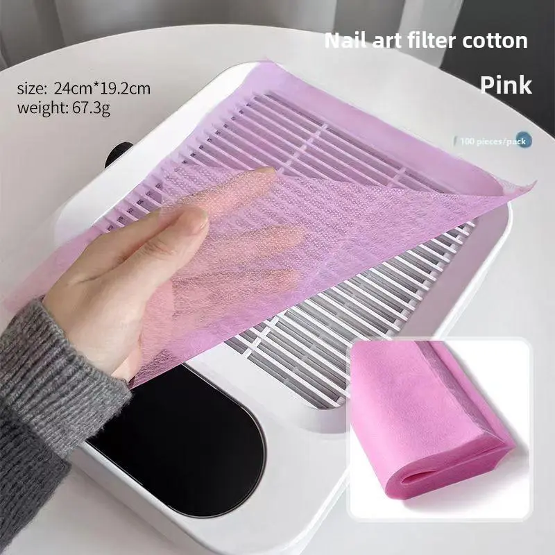 Pink Blue White 100Pcs Disposable Non Woven Filter Paper Nail Art Vacuum Dust Collector Manicure Tools Accessories