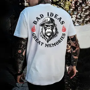 Bad Ideas Great Memories Print Men's T-shirt, Top Menswear Cotton Tee Shirt, Unisex Fashion, Soft Fabric, ShortSleeve, Regular Fit, Casual Streetwear