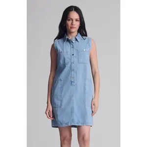 SIMLA POCKET DRESS IN LIGHT BLUE GOLD