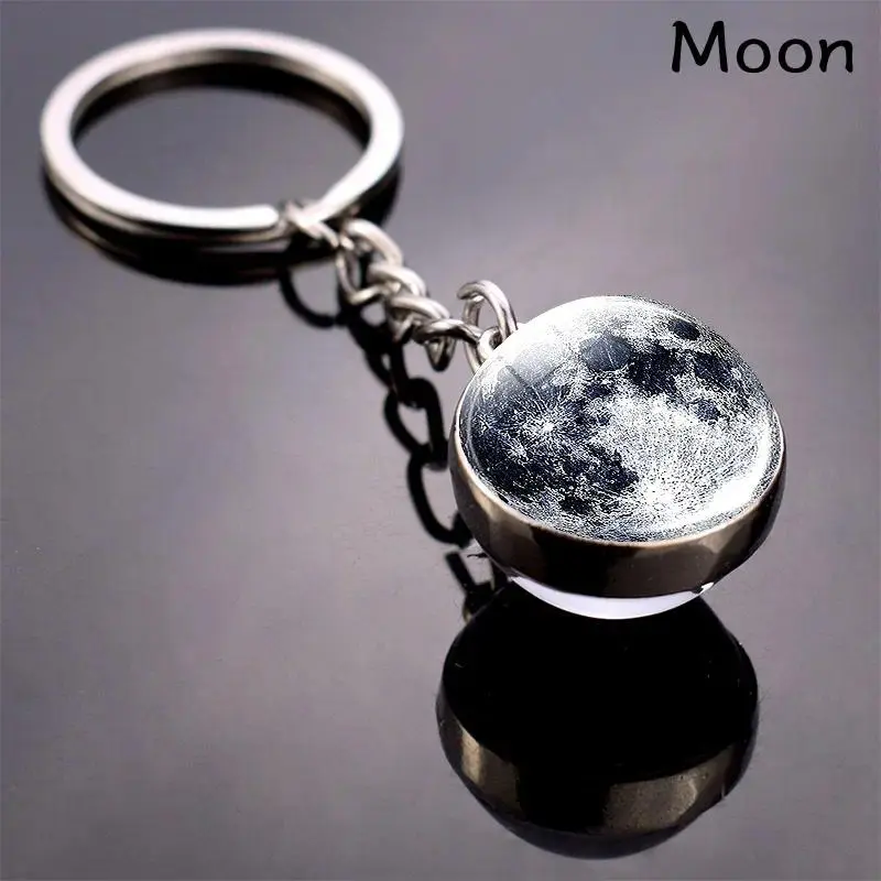 8-Planet & Moon Solar System Charm Fabric Keychain - Durable, Lightweight Educational Decorative Chain, Compact Circular Ring Charm Detail Accessory for Keys, Wallets, Ideal Gift for Space Enthusiasts, Charm Detail Keychains