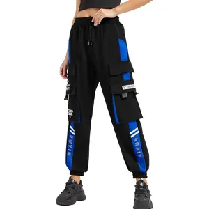 Black Cargo Pants for Women Straight Hip-hop and Casual Techwear Women Baggy Pants