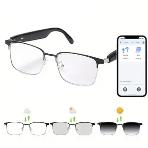 Classic Multifunctional AI Wearable Smart Glasses GS-06, Electronic Gadgets with 33-Language Wireless Translation Style, Gold Frame Photochromic Lenses, HD Hands-Free Calls, Bluetooth Conferencing, Music for Travel & Office Use