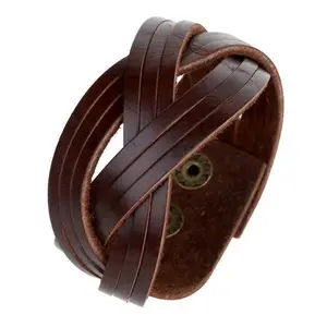 Rustic Brown Strap Leather Cuff Bracelet