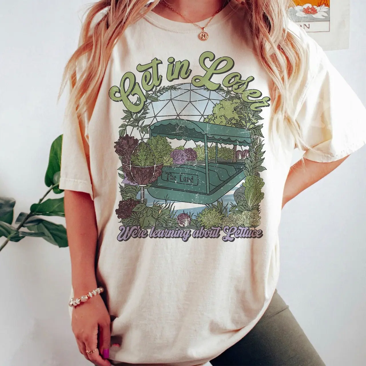 Get In Loser We’re Learning About Lettuce Funny Graphic T-Shirt, Retro The Land Epcot Inspired Shirt, Get in Loser Theme Park Tee