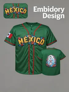Vintage Classic Mexican Virgin Embroidered Baseball Jersey, Faith & Baseball, Handmade Soft Comfort, Perfect Gift for Baseball Fans