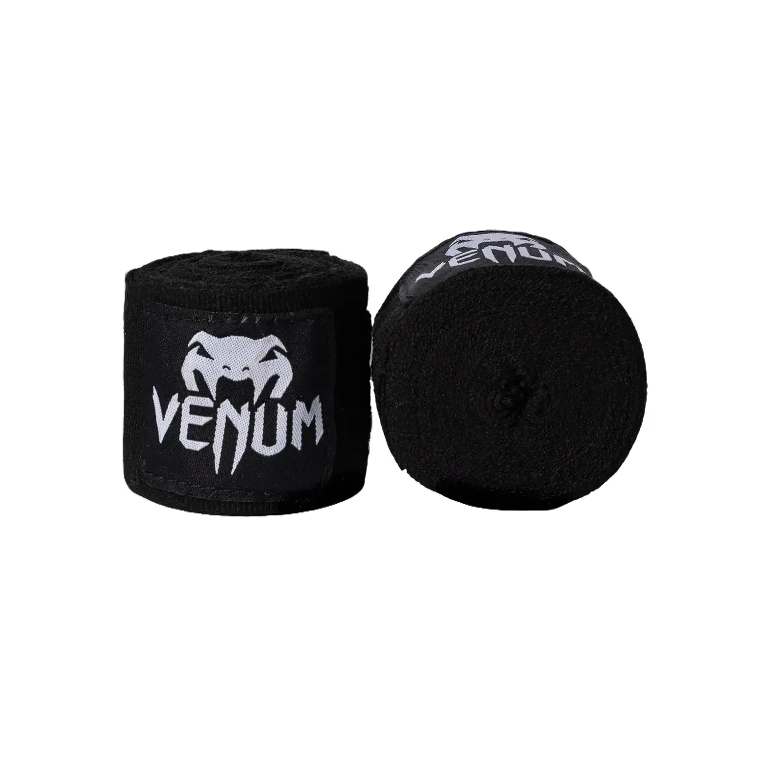 Venum Kontact Elasticated Cotton Boxing Hand Wraps for Boxers & MMA Fighters, Protective Support with Thumb Loop, Black, 4.5m/180in, Boxing Equipment