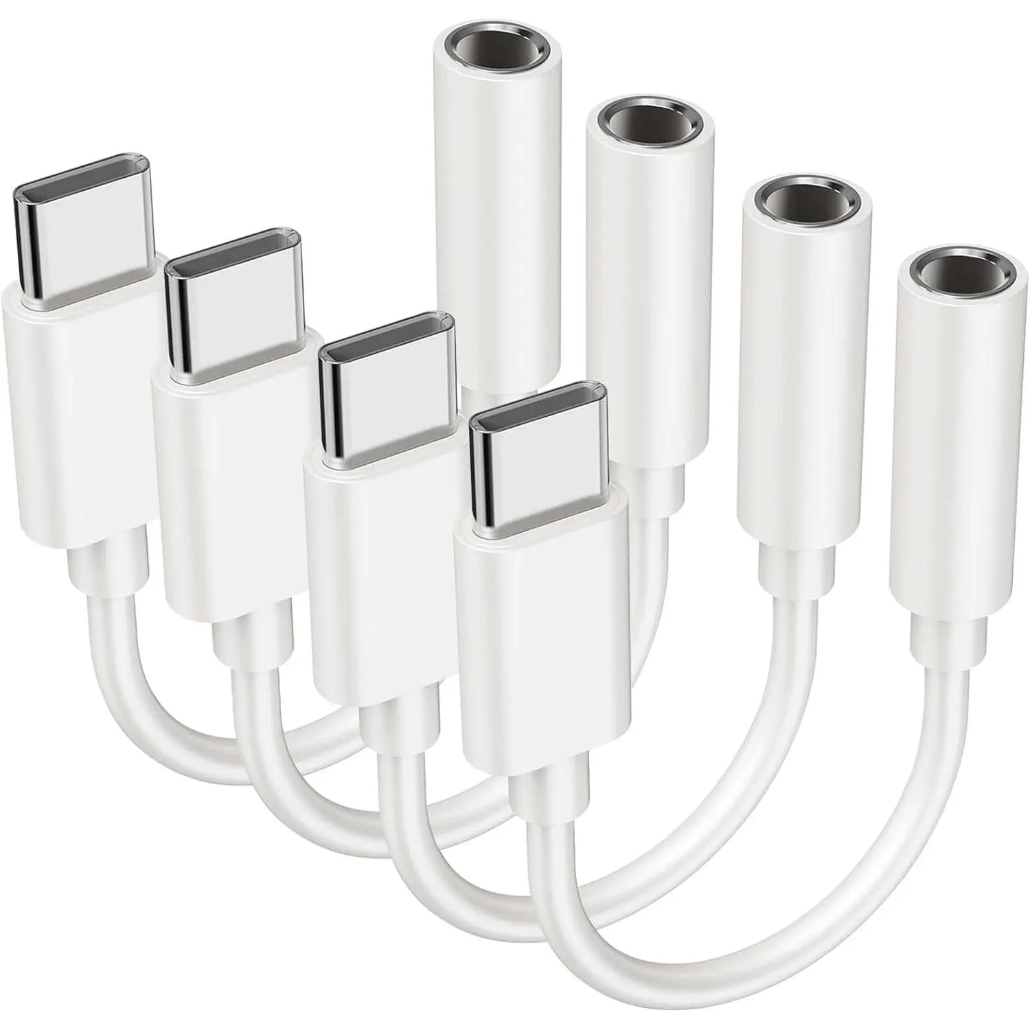 4 count Type USB C to 3.5mm Female Headphone Jack Adapter, USB Type C to Aux Audio Dongle  Cord, Compatible with  S20/S20+/S20 Ultra, Pixel 4/+ 4XL, and  USB C Devices