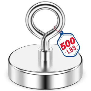 Fishing Magnet, 500 lbs Pulling Force, 2.36 inch Rare Earth Magnet Heavy Duty, Strong Magnet with Durable Internal Thread for Magnetic Fishing, Treasure Hunting, and Metal Item Retrieval