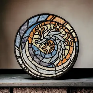 Stained Glass Style Dragon Embroidered Patch for Jackets, Bags and Medieval Accessories Geometric Embroidery Design Stylish Embroidery