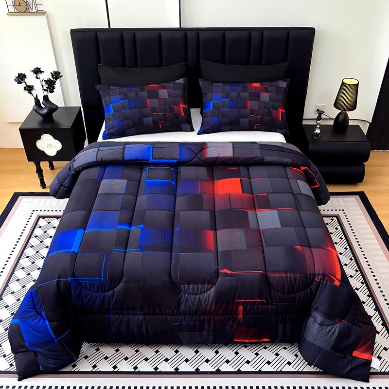 Four Seasons Technology Bedding Set 3 /7 piece quilt set, digital printing, available all year round, a must for avant-garde bedrooms, instantly adding a cyber atmosphere, a modern room quickly refreshed, technology-themed bedding, bedroom decoration,