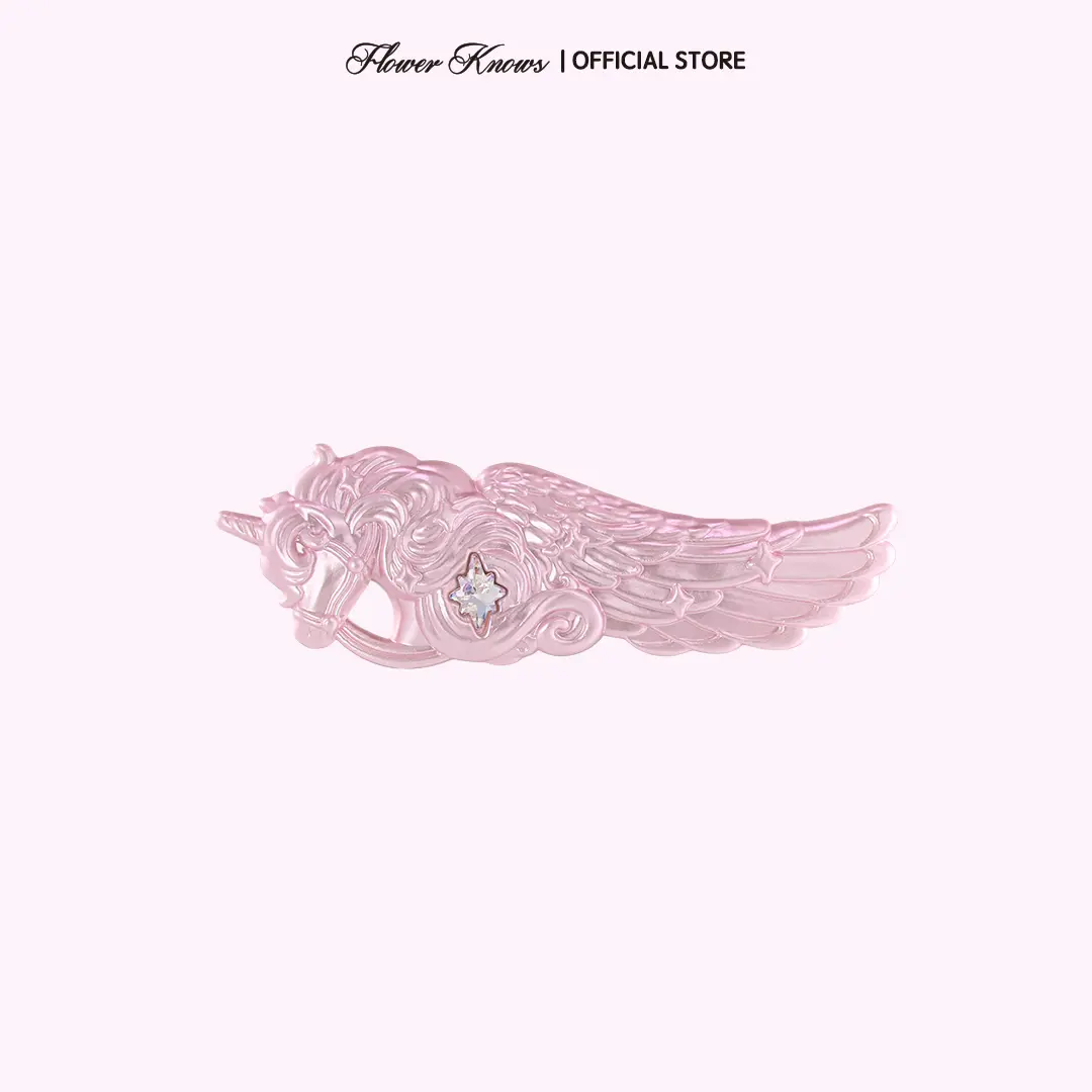 Flower Knows Knight Unicorn Collection Hair Clip, Fairy Tale Style, Radiant Pink Crystal-Violet Crystal Hair Styling Accessory for Women
