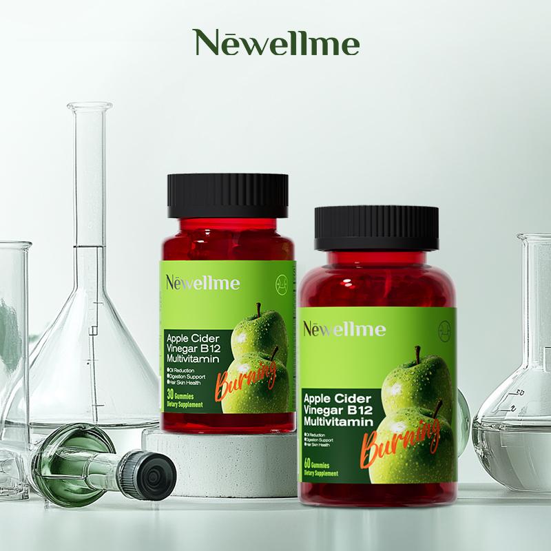 Newellme Updated Apple cider Vinegar Gummy Formula - supports digestion and detoxification with B12 vitamin supplements