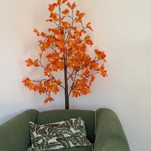Hoodink 6/7ft Lighted Maple Tree with 96/160 Warm White LED Lights - Indoor Decorative Twig Tree for Home, Bedroom, Christmas Holiday Decor,Lighted Twig Tree, Decorative LED Tree, Warm White Glow, Birch Wood Aesthetic, Plastic Birch Foliage
