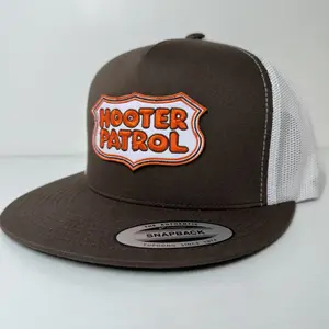 Hooter Patrol Brown Trucker Hat, Funny Hat, Retro Mesh Back Snapback, High Crown, Hunting Hat, Fishing Hat, Variations Available, Adult Size
