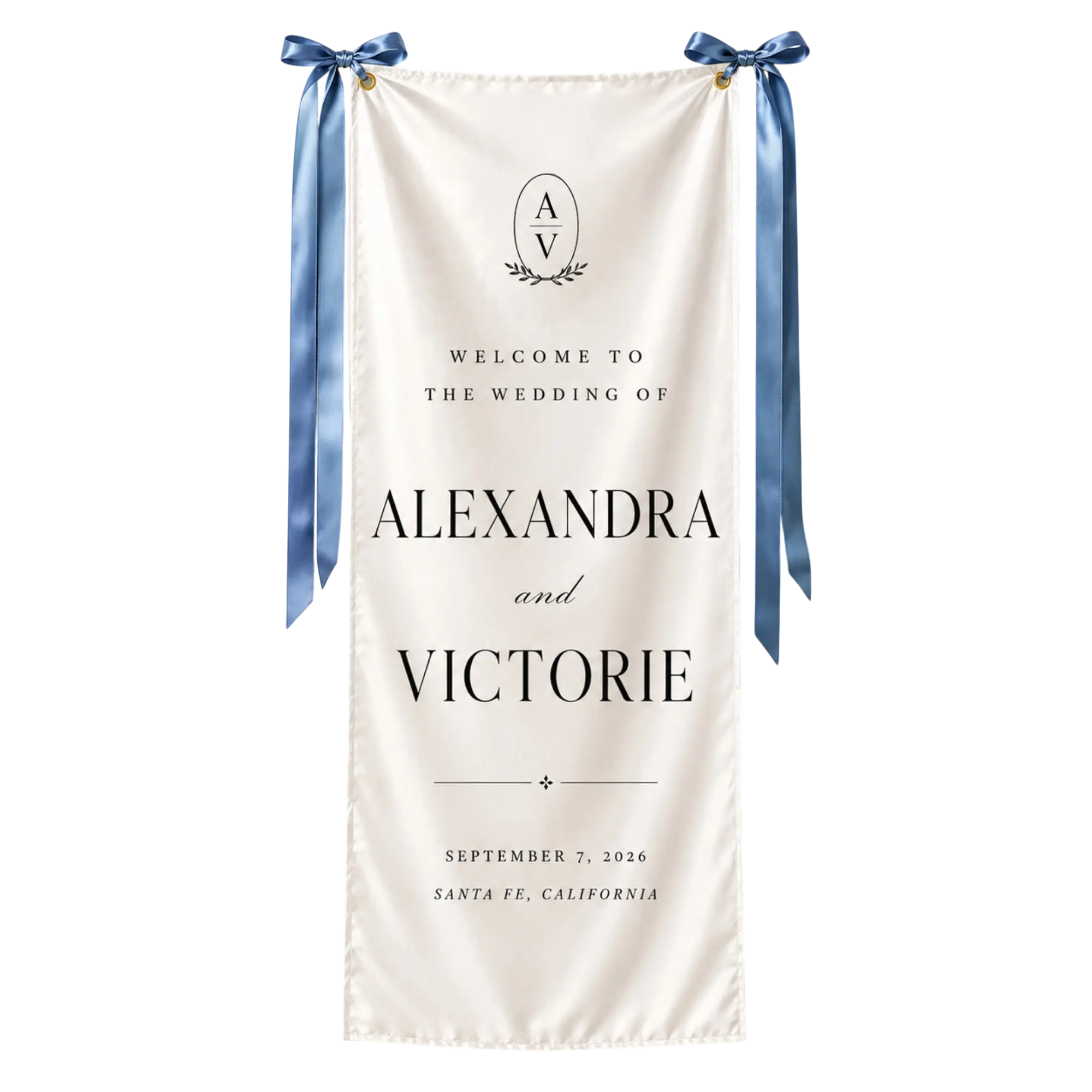 Personalized Welcome To Wedding Satin Fabric Welcome Banner - Elegant Ceremony Entrance Sign Reception Party Decor