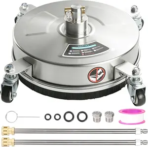 14" Pressure Washer Surface Cleaner with 4 Wheels, Stainless Steel Surface Cleaner for Pressure Washer Attachme