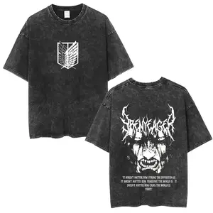 Washed Vintage Anime Attack on Titan Mikasa Ackerman Merch T-shirt Men Women Manga Cosplay Oversized T Shirt Man Cotton T-shirts4