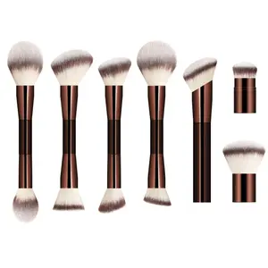 Professional 7-Piece Dual-Ended Makeup Brush Set, Cosmetic Brushes, Essential Brush Kit, High-Quality Synthetic Fiber Bristles, Multi-Use Foundation/blush/bronzer/highlighter Tools