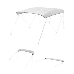 VEVOR 4 Bow Boat Bimini Tops, 600D Polyester Canopy, Waterproof Sun Protection Boat Awning Canopy with Storage Bag, Bimini Top Replacement, 96Lx(97-103)W, Light Grey (Support Frame Not Included)
