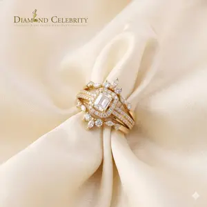Silver wedding Ring- DiamondCelebritees Solitaire Enhancer Guard Wrap Ring Insert 2CT Moissanite 925 Silver Yellow SZ 7