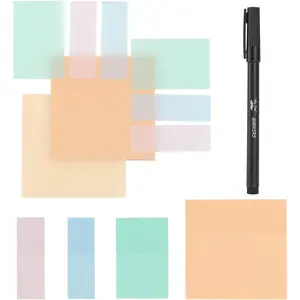 Transparent Sticky Notes - 200 count, Pastel Colors, See Through,  & Book Annotation