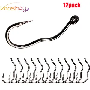 12pcs Fishing Hook Automatic Flipping Mata Kail Pancing Anti-Running Fish Anti-Drop Line Double Barb With Titanium Manganese Alloy Magic Handy