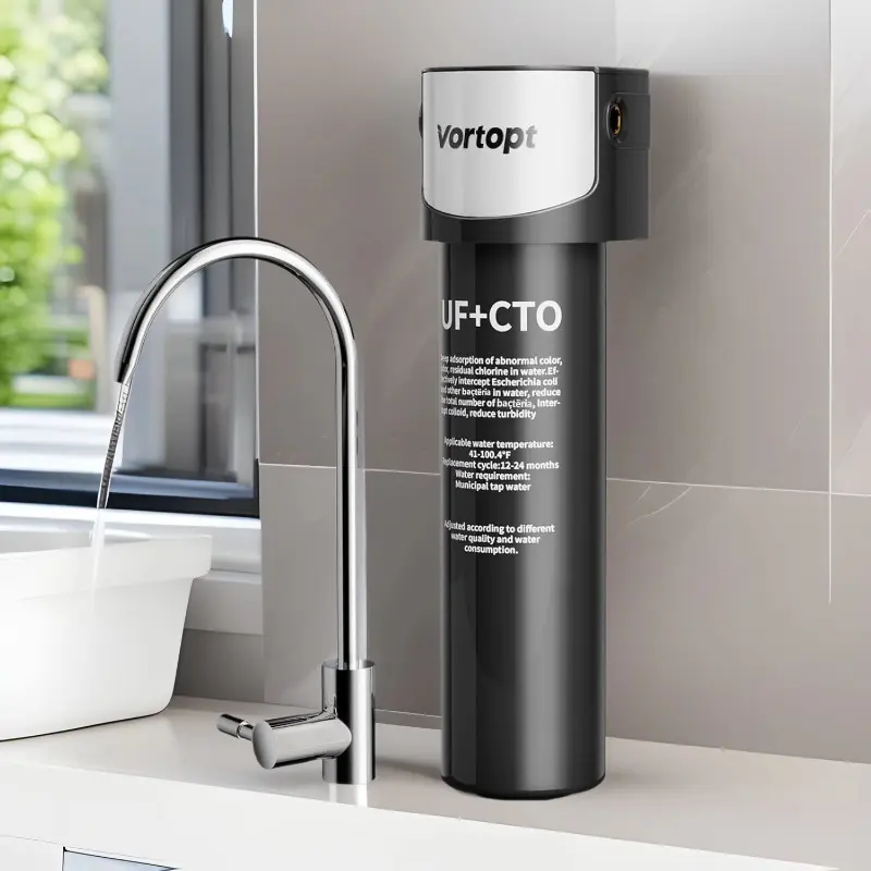 Vortopt Q6-Uf Under-Sink Water Filter System, Sediment Carbon Filter, Removes Lead Chlorine Odors, Direct Connect Kitchen Faucet, Nsf Ansi 42 Certified, Us Technology