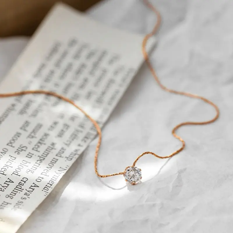 Ultra-fine diamond necklace, rose color