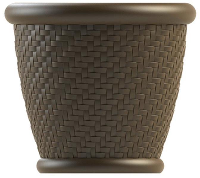 Suncast Plastic Wicker Large Garden Plant Flower Pot (Model 1807J4) - 3.5lb 18x16.5in Brown 16.5" Deep Easy-Handle Pot, Deck & Hose Match Garden Accessories for Container Gardening, Home Improvement Supplies